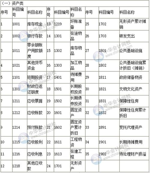 2019政府会计的会计科目